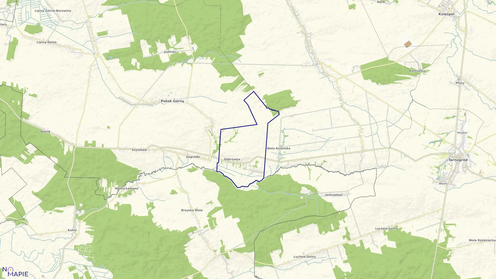 Mapa obrębu DĄBRÓWKA w gminie Potok Górny