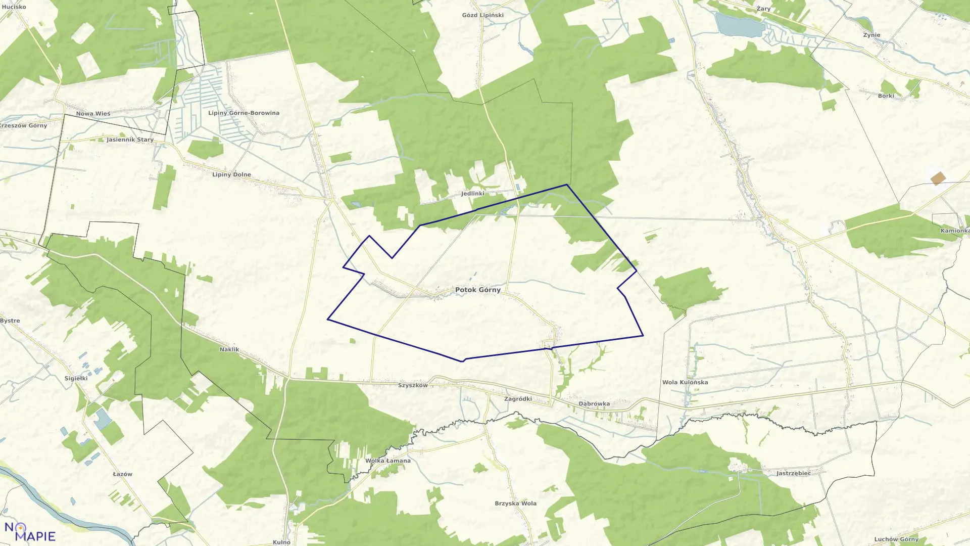 Mapa obrębu POTOK GÓRNY w gminie Potok Górny