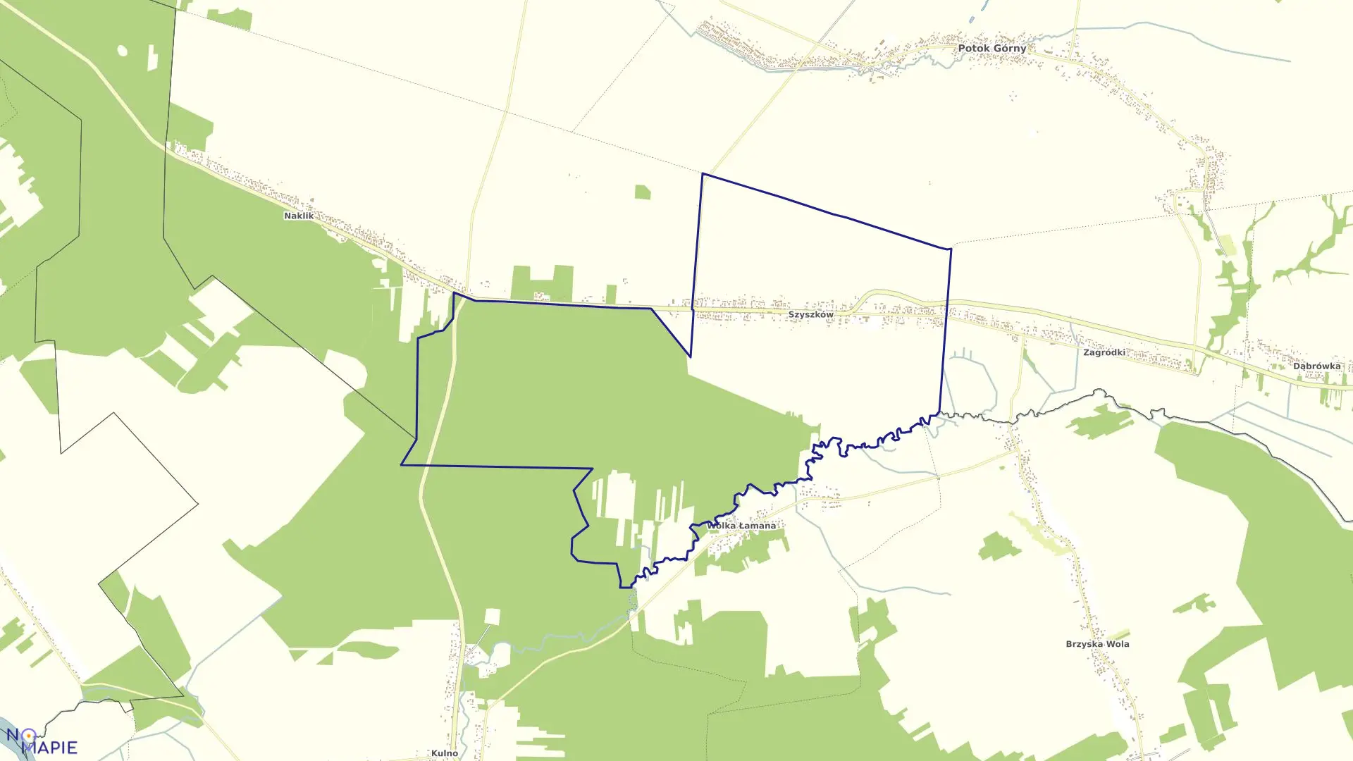 Mapa obrębu SZYSZKÓW w gminie Potok Górny